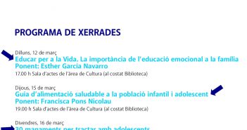 Xerrada sobre intel·ligència emocional a la família avui a l’escola de Pares i Mestres