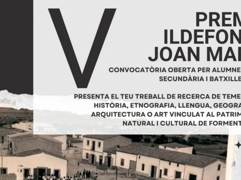 Convocatòria del V Premi Ildefons Joan Marí, de l'OCBF.